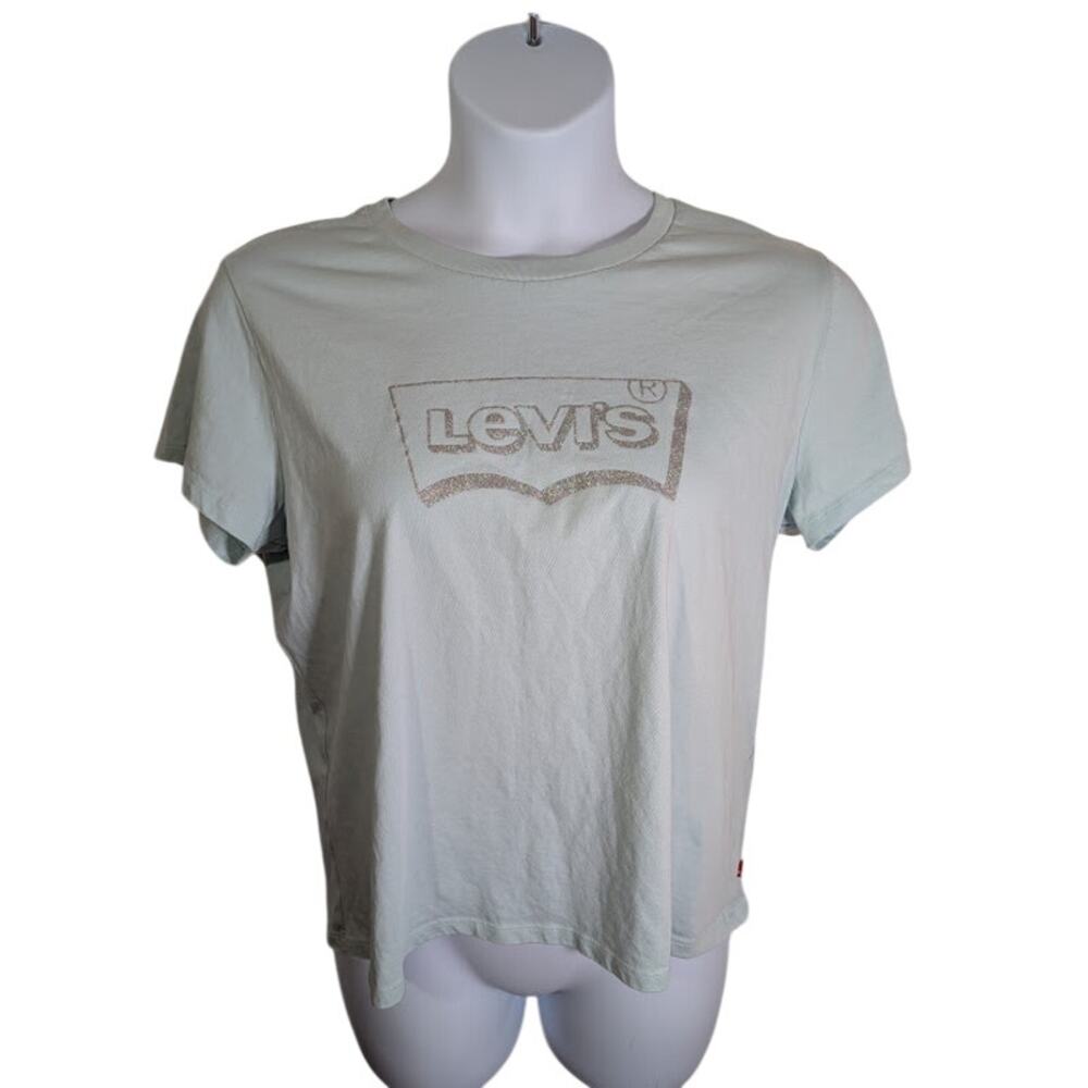 Light blue Levi's glitter logo short sleeve top